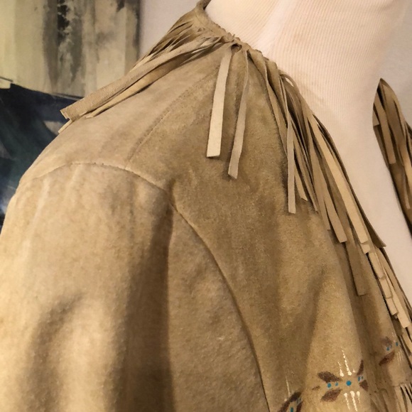 Western Suede Hand Painted Jacket by Patty Lewis Native American - Picture 15 of 16